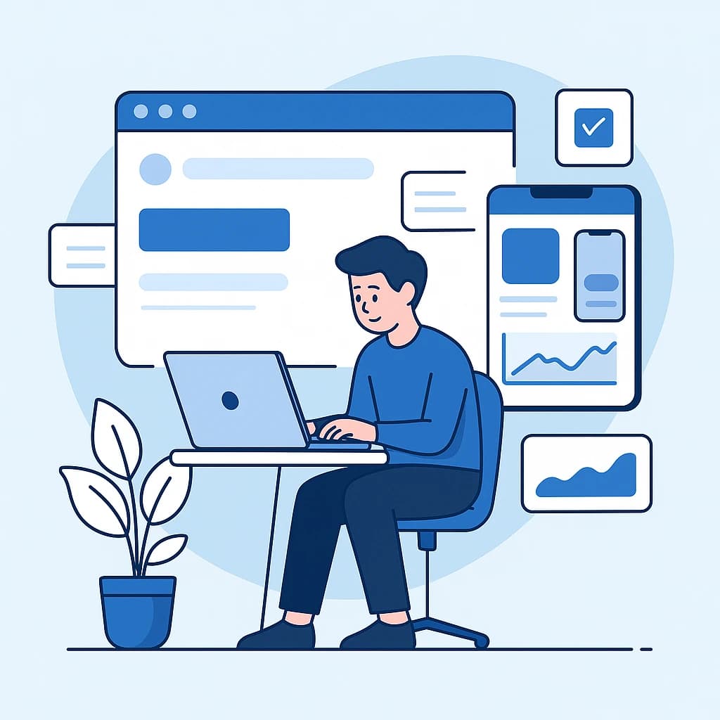 Tim profesional sedang mengembangkan website untuk klien