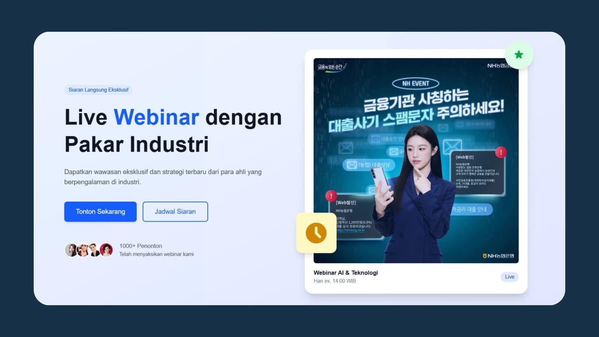 Screenshot website Website Webinar Interaktif