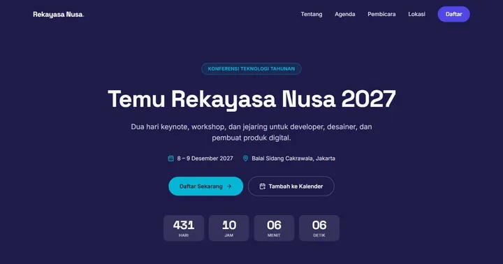 Paparan Laman Acara Korporat Digital