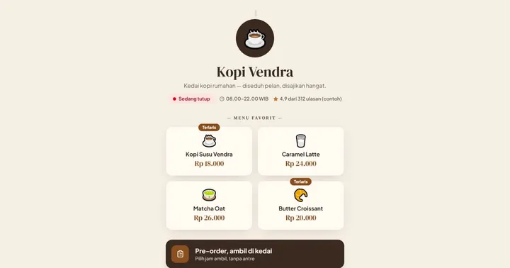 Paparan Kopi Vendra